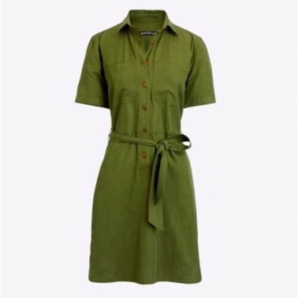 J Crew Army Green Utility Shirtdress